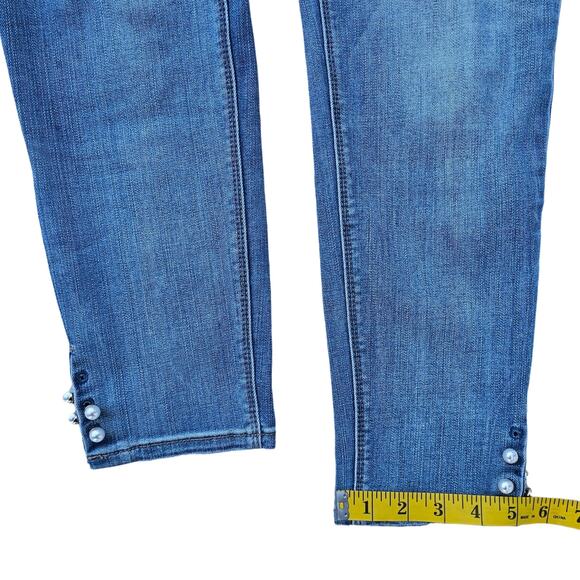 Split Hem Jeans WHBM Size 6 Crop Mid Rise Stretch Denim Cropped Skinny Pearl - Picture 3 of 10